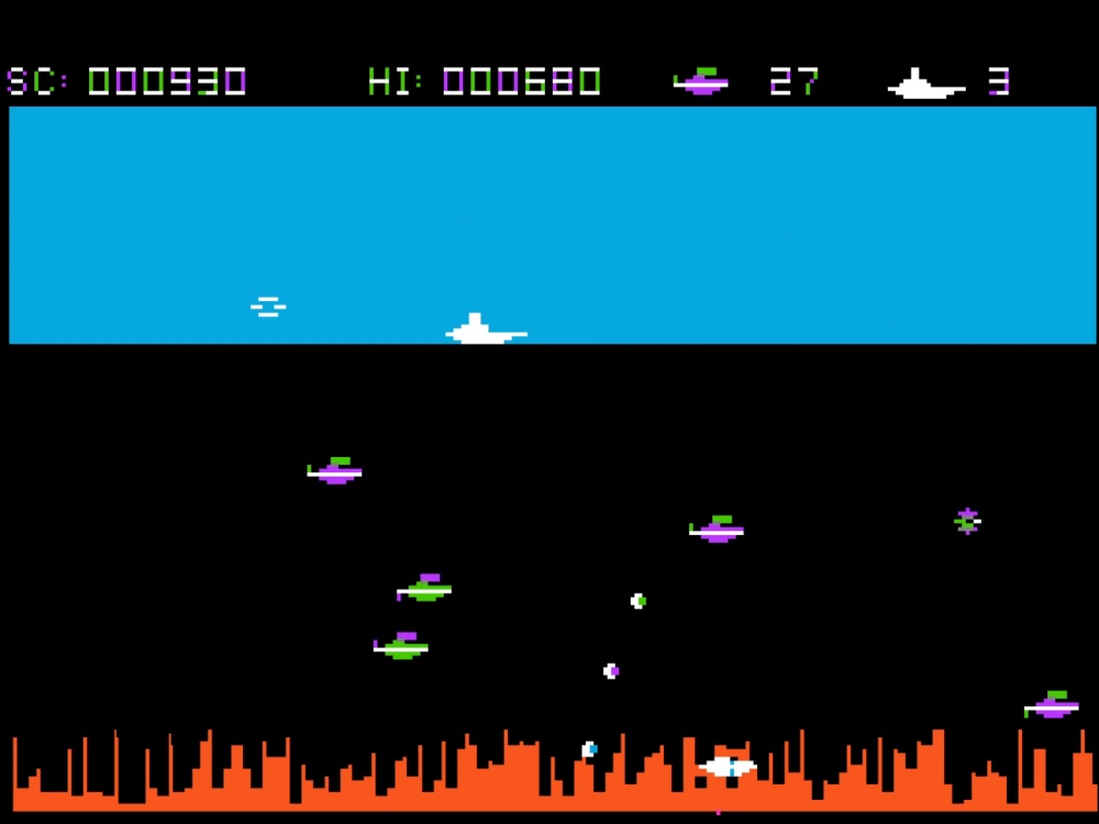 Screenshot of Depth Charge for Apple II